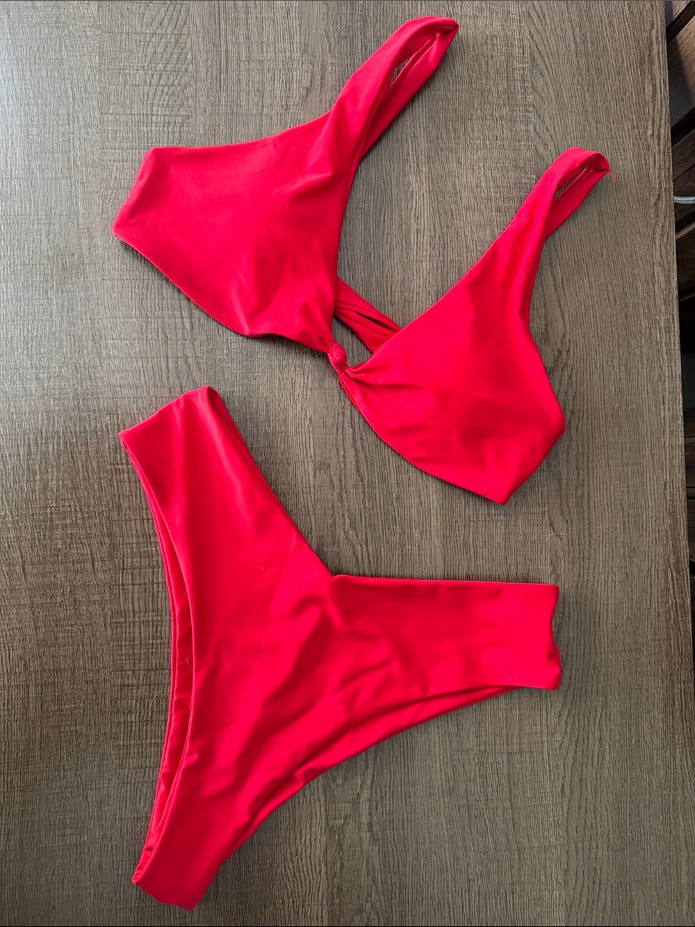 Bright Red Twist-Front Bikini Set